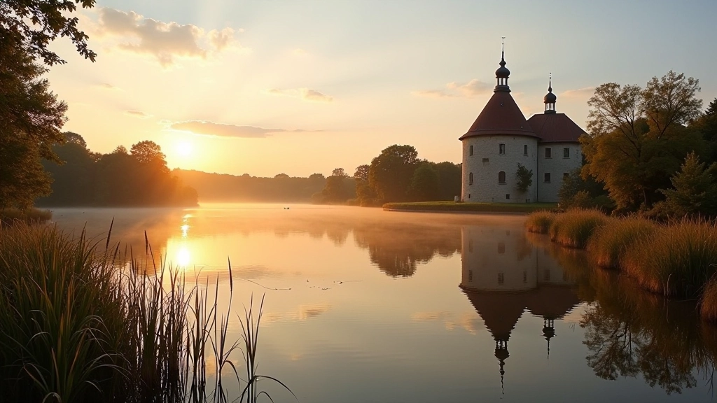 Biržų pilies tvenkinis su žemės šešėliais
